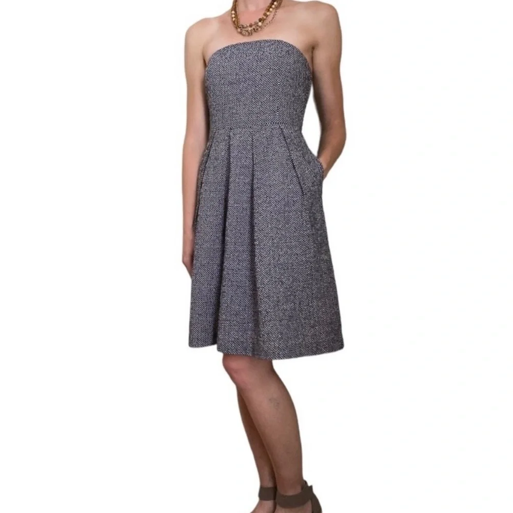 J. Crew Gray Strapless Pleated Dress for Weddings - Picture 3 of 12